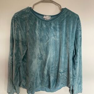 Anne Lewin Teal Long Sleeve Velvet Top